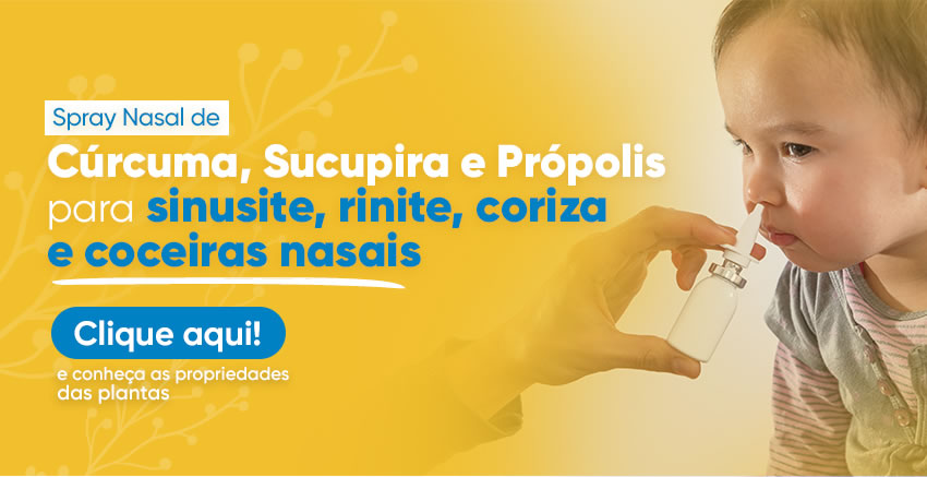 Spray Nasal de Crcuma, Sucupira e Prpolis para sinusite, rinite, coriza e coceiras nasais. | Farmcia de Manipulao - Oficina de Ervas: Cpsulas, Tinturas, Cosmticos e Essncias.